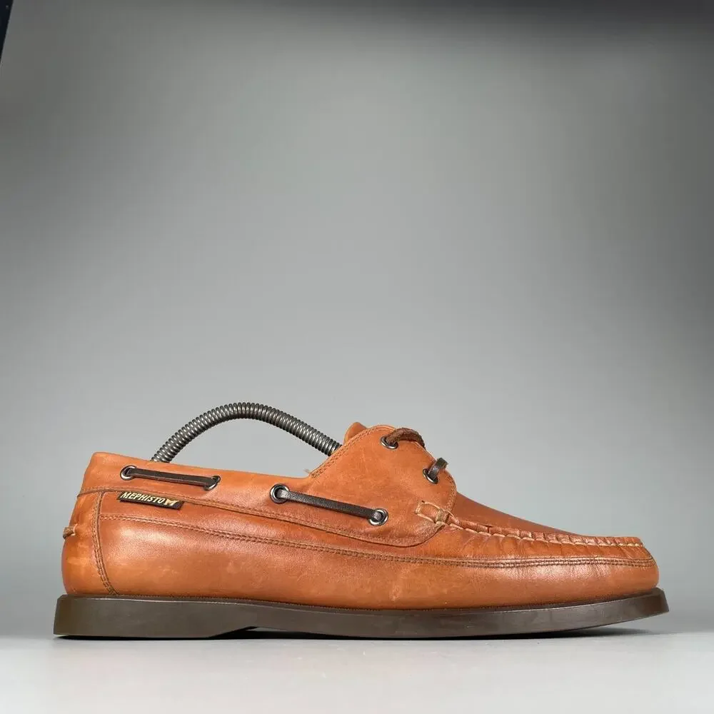 Mephisto Spinnaker Men's 9.5 Brown Leather Boat Shoes Lace-Up Comfort Casual EUC
